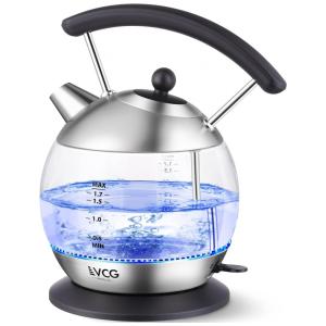 Chaleira Elétrica sem Fio 1.7L em Aço Inoxidável com Desligamento Automático e Proteção Contra Fervura, 1500W, 110v, VANCELLGE, Prateado