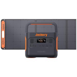 Kit Gerador de Energia Solar 2000 PRO com 2160Wh de Capacidade 3 Tomadas 110V CA de 2200W e 1 Painel Solar de 200W, Jackery, Preto e Laranja
