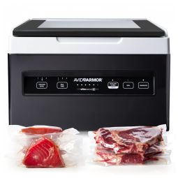 Seladora a Vácuo Automática para Alimentos Secos e Úmidos com Barra Seladora a Vácuo de 25 centimetros, 110V, Avid Armor, Preta