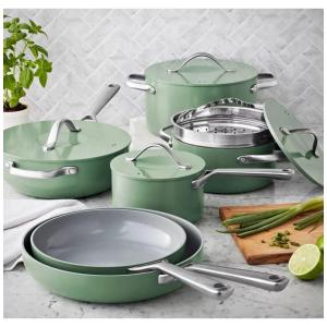 Conjunto de Panelas e Frigideiras Antiaderentes com Estilo Moderno, 11 Peças, MEMBER MARK, Verde