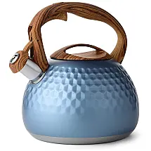 VONIKI Chaleira 2 Litros com Apito e Cabo Ergonômico, Aço Inoxidável, Azul Vibrante