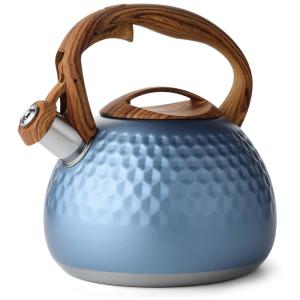 VONIKI Chaleira 2L com Apito e Cabo ergonômico, Aço Inoxidável, Azul