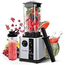 CRANDDI Liquidificador de Bancada Profissional c, 9 Velocidades, 1800W, Prata