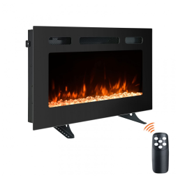 Lareira Elétrica de Embutir A43x76L com Controle Remoto e 9 Chamas Multicoloridas, 110V, OUTDOOR DIAMOND, Preta