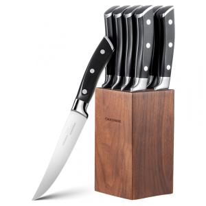 Conjunto de Facas em Aço Inoxidável com Bloco de Bancada, 8 Peças, OAKSWARE, Preto