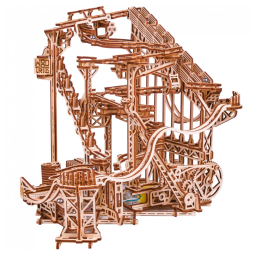 Quebra Cabeças 3D em Madeira para Adultos, Tema Pista Mecânica com Sistema Elétrico em Espiral para Bolinhas, com 558 Peças, Wood Trick