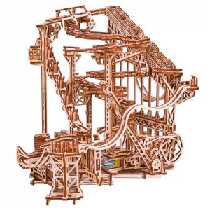 Quebra Cabeças 3D em Madeira para Adultos, Tema Pista Mecânica com Sistema Elétrico em Espiral para Bolinhas, com 558 Peças, Wood Trick