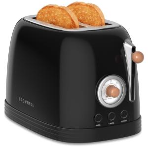 Torradeira 2 Fatias, Aço Inoxidável, 900W, 110v, CROWNFUL WT 330D, Preto