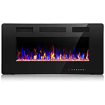 Lareira Elétrica de Embutir A45x91L com Controle Remoto e Digital, Luz LED, Chama Ajustável e Temporizador, 1500W, 110v, CRZOE Jx 836C3