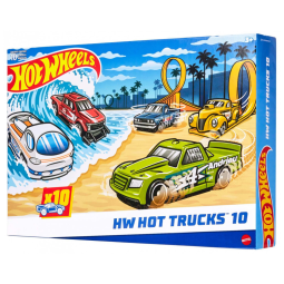 Conjunto de 10 Miniaturas de Caminhões Hot Wheels, Escala 1:64, Modelos Modernos, Vintage e Futuristas - Mix 2024
