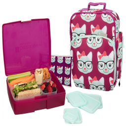 Gatinha Lancheira Infantil com Recipientes e Forma de Gelo, Para 3 Anos ou Mais, BENTOLOGY KLBI Kitty, Rosa chiclete