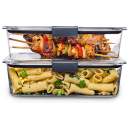 Potes Herméticos para Alimentos, 2.3L Retangular, 2 Unidades, RUBBERMAID 2108407, Cinza escuro