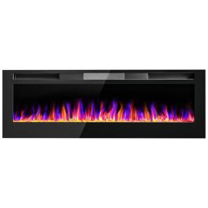 Lareira Elétrica Frhlozdx de Embutir A45x91L, com Controle Remoto e Luz de LED, 110V, 1500W, Preto