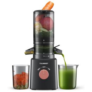 Centrifuga de Frutas de Prensa a Frio com Rampa de Alimentação de 10 cm e Processamento de Frutas Inteiras, 110V 100W, TUUMIIST, Cinza