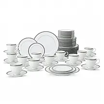 Aparelho de Jantar Completo para Todas as Ocasiões com 60 Peças, Formato Redondo e Material de Porcelana, Noritake, Branco