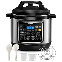 Panela de Pressão Elétrica 16 em 1, 7.5L em Aço Inoxidável com Painel de LED, 110V 1200W, COMFEE, Prata e Preto