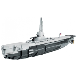 Kit de Construção Submarino USS TANG SS 306 da Segunda Guerra Mundial com 777 Peças, COBI, Branco e Cinza