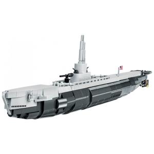 Kit de Construção Submarino USS TANG SS 306 da Segunda Guerra Mundial com 777 Peças, COBI, Branco e Cinza