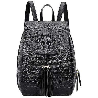 Mochila Feminina de Couro Casual,