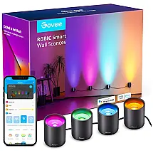 RGBIC Arandelas de Parede Coloridas e Inteligentes com Wi Fi e Sincronização de Músicas, 4 Un, GOVEE H6087111, Azul