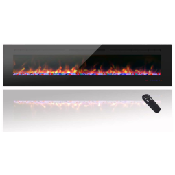 Lareira Elétrica de Embutir A45x182L com Controle Remoto e Digital e Luz LED, Chamas Multicolorida e Temporizador, 1500W, 110v, CHEERWAY