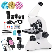Microscópio Monocular Ampliação 100X 2000X com Adaptador de Telefone para Lâminas, USCAMEL