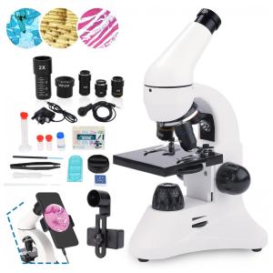 Microscópio Monocular Ampliação 100X 2000X com Adaptador de Telefone para Lâminas, USCAMEL