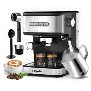 Máquina de Café Expresso Profissional 20 Bar com Bocal de Leite, Função Desligamento Automático e Tanque de Água Removível de 1,4L