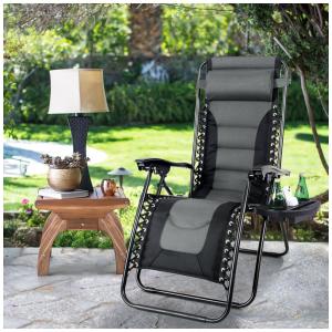 Cadeira Reclinável Ajustável Gravidade Zero com Apoio de Cabeça e Porta Copos, MAISON ARTS, Cinza