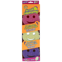 Esponja Resistente para Alta Limpeza Anti Odor, 3 Unidades, SCRUB DADDY Scrub Mommy Dual Sided Sponge with Sof, Amarelo