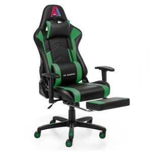 Cadeira Gamer Ergonômica, Giratória com Apoio para Lombar e Pés, AA Products, Verde e Preta