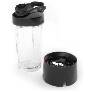 Garrafa 900ml, Copo Misturador Reutilizável Dose Única Inclui Tampa Viagem, frasco sem BPA, BLENDTEC GO Cup 30 oz, Preto