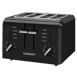 Torradeira Pop Up 4 Fatias Cuisinart Preto Compacta 3,8 cm Ranhuras 1800W 120V