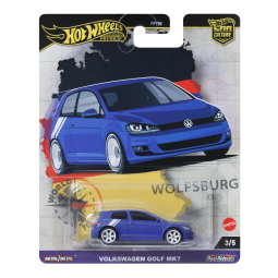 Carrinho de Brinquedo Colecionável Hot Wheels Premium Car Culture, Escala 1:64 DieCast Volkswagen Golf Mk 7, Veículo de Turismo Mundial
