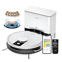 Robô Aspirador ILIFE A12 Pro Branco 3-em-1 LiDAR Esvaziamento Automático WiFi Alexa 110V