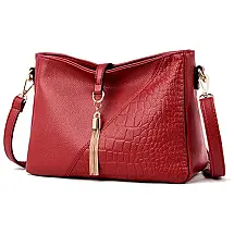 Sestp Bolsa Feminina de Ombro Clássica, Couro Sintético, Vermelha
