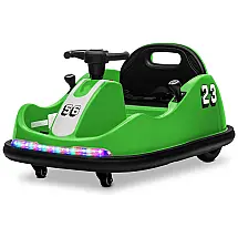 Carro Elétrico Infantil Kidzone 12V Verde, Bate Bate, Luzes LED, Controle Remoto, Rotação 360º, Volante e Joystick