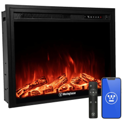 Lareira Elétrica de Embutir A55x71L cm com Chamas Multicoloridas, Temporizador 24H, Controle Remoto, Compatível com Alexa e Google Home