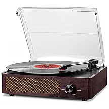 Toca-Discos de Vinil Bluetooth BeltDriveTurntable com Alto-Falantes Integrados, Saída RCA, AUX e Entrada para Fone de Ouvido, Mersoco