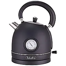 Chaleira Elétrica Retrô Talafa Preta 1,7L 1500W Inox 304 Termômetro Proteção Contra Secagem Auto Desligamento Rápida 110V