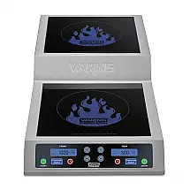 Cooktop Elétrico Duplo de Indução Profissional com 12 Configurações de Temperatura e Superfície em Vidro Cerâmico, 110V 1800W