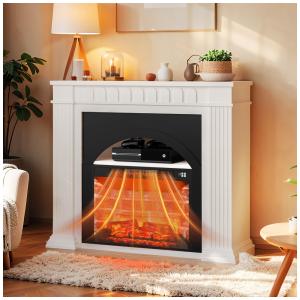 Lareira Elétrica de Embutir A92x110L cm com Controle Remoto e Suporte Estrutural da Lareira, 110V, SOLACE FURNITURE, Branca