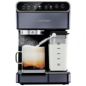 Cafeteira Elétrica Programável Expresso 6 em 1 Reservatório 1,8L Potência 20 Bar 1350W, 110v, CHEFMAN RJ54 BP BLACK, Cinza