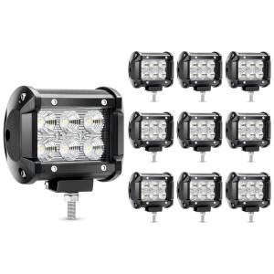 YITAMOTOR Farol de Milha LED Off Road 12V 6000K 18W Prova Dágua e Poeira 10 Unidades