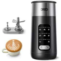 Espumador de Leite Dreo: Crie Espuma Incrível para seu Café, 8 em 1, Elétrico para Latte Art, 270ml, Quente e Frio, Automático para Leites