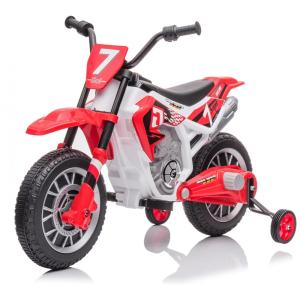 Moto Elétrica Infantil com 2 Velocidades e Rodas de Treinamento, 12V, Aokoy, Vermelha