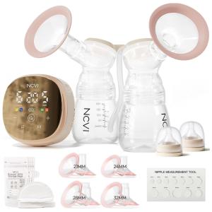 Bomba Tira Leite Elétrica Portátil com 4 Modos, 9 Níveis de Sucção, Bateria de 4400 mAh, Visor LED e Luz Noturna, 2 Unidades, 110V