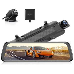 Câmera Veicular T10 Retrovisor 2.5K 1080P á Prova d com Visão Noturna, WOLFBOX, Preto