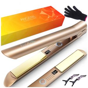 Chapinha Prancha de Cabelo Profissional 2 em 1 com Placa Cerâmica e Visor LED, Bivolt, ANGENIL HS 068B, Dourado