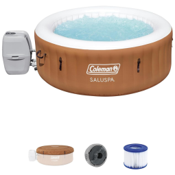 Spa Inflável Hidromassagem para 2 a 4 Pessoas com 120 Jatos Calmantes e Capa, Coleman, Marrom